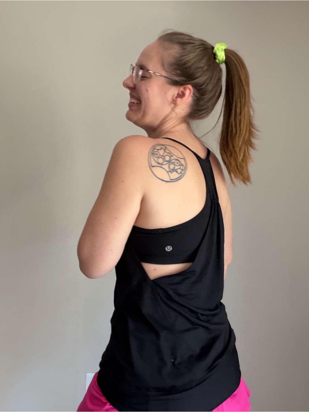 Lululemon Black Open-Back Tank with Built-In Sports Bra
